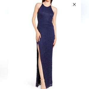 Love x design elegant lace NAVY Maxi dress